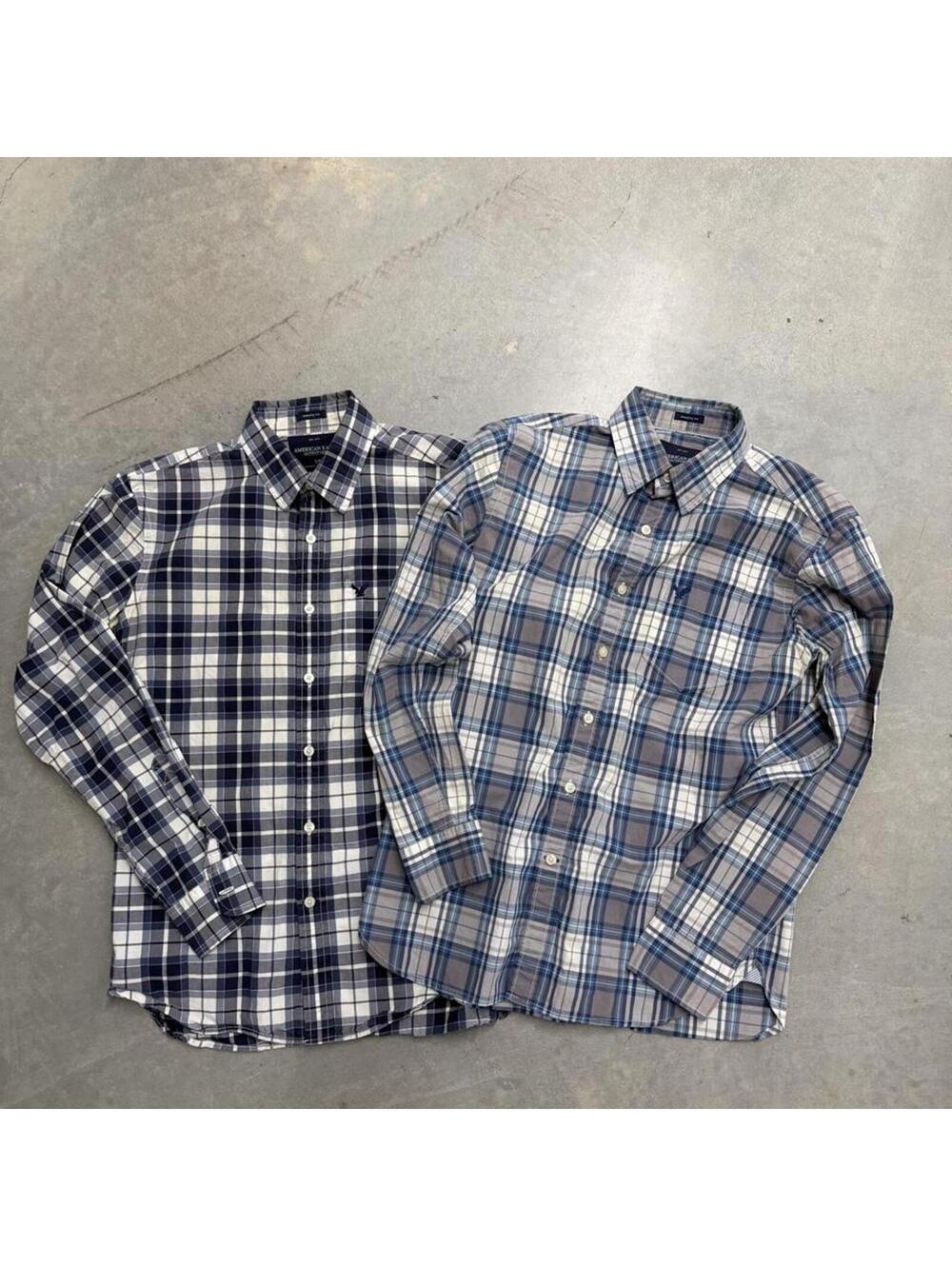 American Eagle Athletic Fit Plaid Button Down Bundle of 2